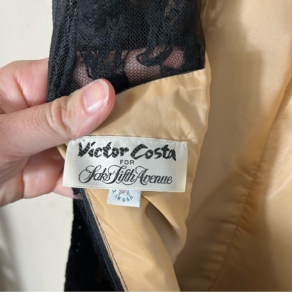 VINTAGE 70s VICTOR COSTA Couture Pleated Ruffle and Lace Midi Dress - Picture 11 of 14